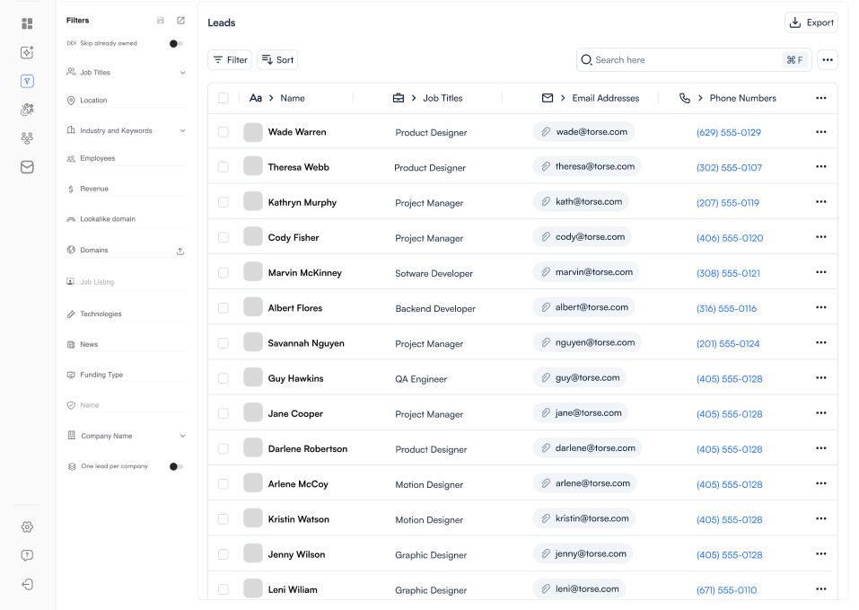 Lead Generation Dashboard Preview